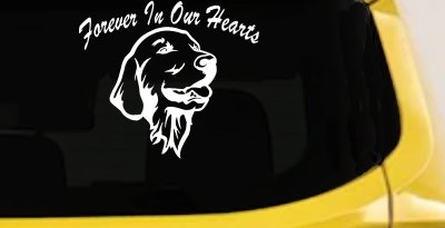 Forever In Our Hearts Golden Retriever Dog Car or Truck Window Vinyl Decal Sticker