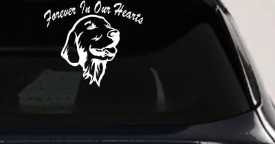 Forever In Our Hearts Golden Retriever Dog Car or Truck Window Vinyl Decal Sticker