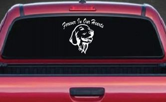 Forever In Our Hearts Golden Retriever Dog Car or Truck Window Decal Sticker