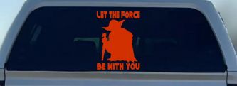 Yoda Let The Force Be With You Car or Truck Window Vinyl Decal Sticker (Orange Red)
