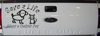 Save a Life Adopt a Shelter Pet Dog or Cat Car or Truck Window Vinyl Decal Sticker (Black)