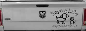 Save a Life Adopt a Shelter Pet Dog or Cat Car or Truck Window Decal Sticker (Black)