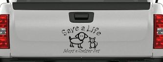 Save a Life Adopt a Shelter Pet Dog or Cat Car or Truck Window Decal Sticker (Black)