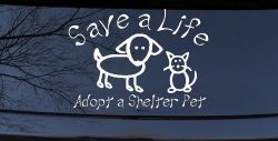 Save a Life Adopt a Shelter Pet Dog or Cat Car or Truck Window Decal Sticker