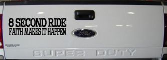 8 Second Ride Faith Makes It Happen Western Rodeo Car or Truck Window Decal Sticker (Black)