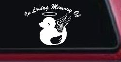 In Loving Memory Of Duck Angel Car or Truck Window Decal Sticker