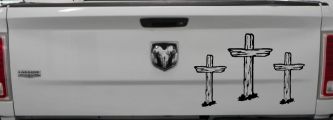 3 Rugged Crosses Christian Car or Truck Window Vinyl Decal Sticker (Black)
