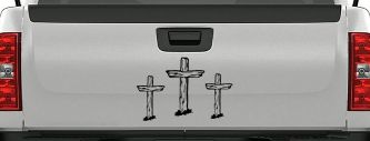 3 Rugged Crosses Christian Car or Truck Window Decal Sticker (Black)