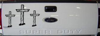 3 Rugged Crosses Christian Car or Truck Window Decal Sticker (Black)