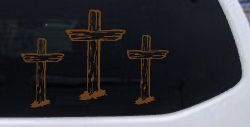 3 Rugged Crosses Christian Car or Truck Window Vinyl Decal Sticker (Copper)
