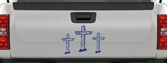 3 Rugged Crosses Christian Car or Truck Window Decal Sticker (Navy)