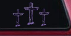 3 Rugged Crosses Christian Car or Truck Window Decal Sticker (Purple)