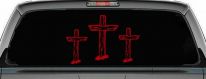 3 Rugged Crosses Christian Car or Truck Window Decal Sticker (Red)
