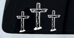 3 Rugged Crosses Christian Car or Truck Window Decal Sticker
