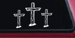 3 Rugged Crosses Christian Car or Truck Window Decal Sticker