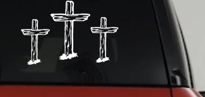 3 Rugged Crosses Christian Car or Truck Window Vinyl Decal Sticker
