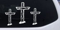 3 Rugged Crosses Christian Car or Truck Window Decal Sticker