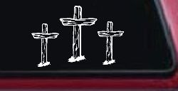 3 Rugged Crosses Christian Car or Truck Window Decal Sticker