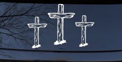 3 Rugged Crosses Christian Car or Truck Window Decal Sticker