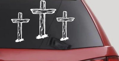 3 Rugged Crosses Christian Car or Truck Window Vinyl Decal Sticker