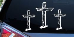 3 Rugged Crosses Christian Car or Truck Window Decal Sticker