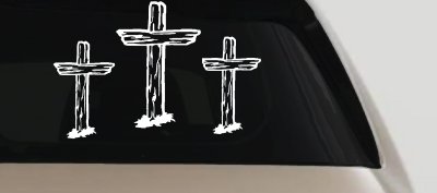 3 Rugged Crosses Christian Car or Truck Window Vinyl Decal Sticker