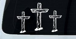 3 Rugged Crosses Christian Car or Truck Window Decal Sticker