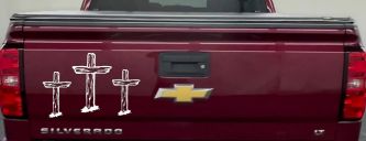 3 Rugged Crosses Christian Car or Truck Window Vinyl Decal Sticker