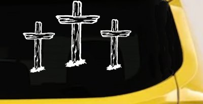 3 Rugged Crosses Christian Car or Truck Window Vinyl Decal Sticker