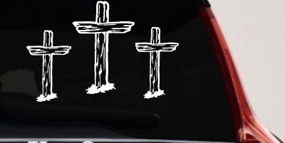 3 Rugged Crosses Christian Car or Truck Window Vinyl Decal Sticker