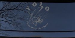 YOLO You Only Live Once Hang glider Car or Truck Window Decal Sticker (Silver)
