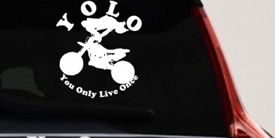 YOLO You Only Live Once Dirt Bike Trick Car or Truck Window Vinyl Decal Sticker