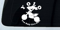 YOLO You Only Live Once Dirt Bike Trick Car or Truck Window Decal Sticker