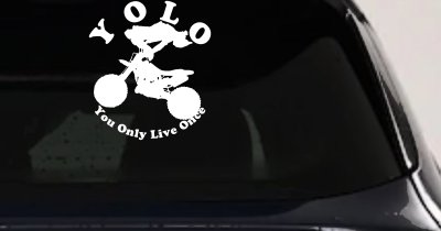 YOLO You Only Live Once Dirt Bike Trick Car or Truck Window Vinyl Decal Sticker
