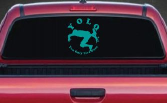 YOLO You Only Live Once Skateboard Car or Truck Window Decal Sticker (Turquoise)