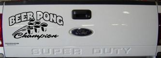 Beer Pong Champion Drinking Party Car or Truck Window Decal Sticker (Black)
