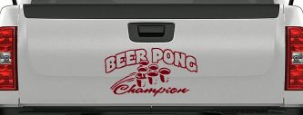 Beer Pong Champion Drinking Party Car or Truck Window Decal Sticker (Burgundy)