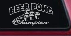 Beer Pong Champion Drinking Party Car or Truck Window Decal Sticker (Light Gray)