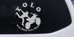 YOLO You Only Live Once Freestyle Moto X Sports Car or Truck Window Decal Sticker (Light Gray)