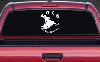 YOLO You Only Live Once Snowmobile Sports Car or Truck Window Decal Sticker