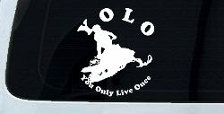 YOLO You Only Live Once Snowmobile Sports Car or Truck Window Decal Sticker
