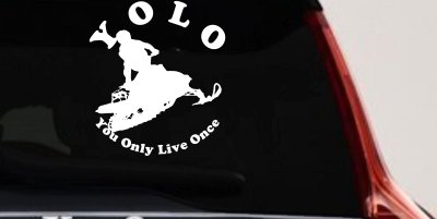 YOLO You Only Live Once Snowmobile Sports Car or Truck Window Vinyl Decal Sticker