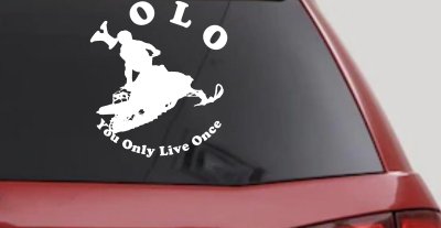 YOLO You Only Live Once Snowmobile Sports Car or Truck Window Vinyl Decal Sticker