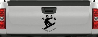 YOLO You Only Live Once Snowboarding solid Sports Car or Truck Window Decal Sticker (Black)