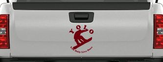 YOLO You Only Live Once Snowboarding solid Sports Car or Truck Window Vinyl Decal Sticker (Burgundy)