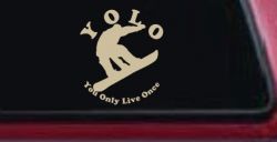 YOLO You Only Live Once Snowboarding solid Sports Car or Truck Window Vinyl Decal Sticker (Desert Sand)