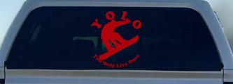 YOLO You Only Live Once Snowboarding solid Sports Car or Truck Window Vinyl Decal Sticker (Red)