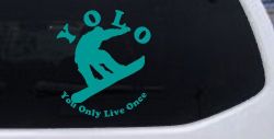 YOLO You Only Live Once Snowboarding solid Sports Car or Truck Window Decal Sticker (Turquoise)