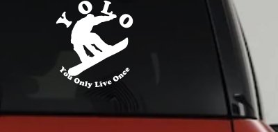 YOLO You Only Live Once Snowboarding solid Sports Car or Truck Window Vinyl Decal Sticker