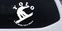 YOLO You Only Live Once Snowboarding solid Sports Car or Truck Window Decal Sticker
